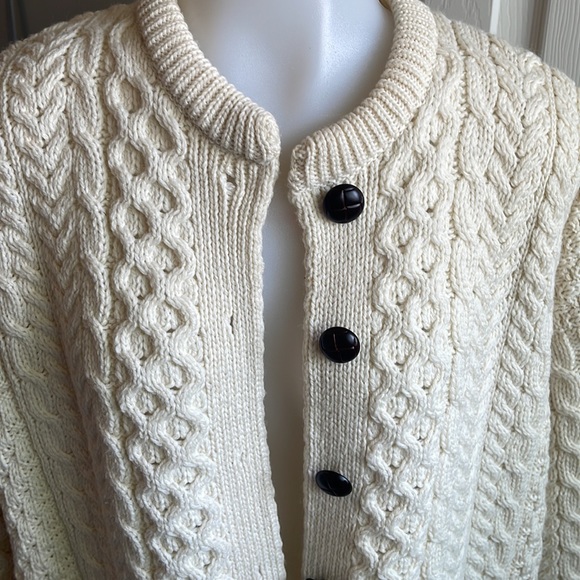 EUC Carraig donn cream wool button up sweater size L - Picture 2 of 13